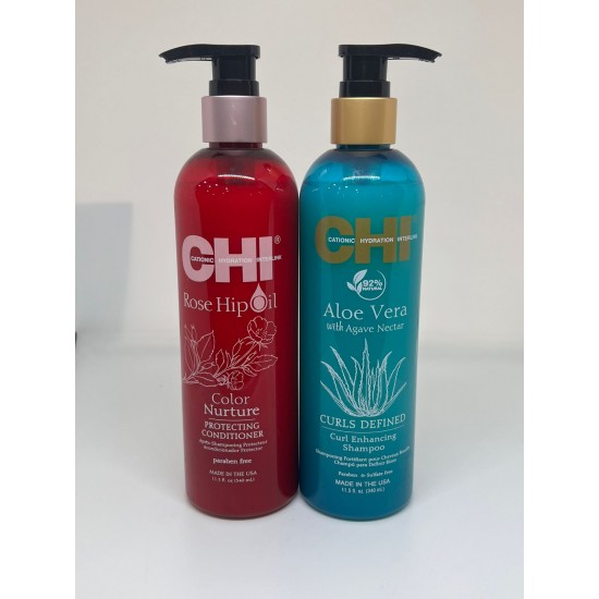 CHI Aloe Vera Strengthening Shampo + Conditioner Treats Stressed and Damaged Hair 340 ml