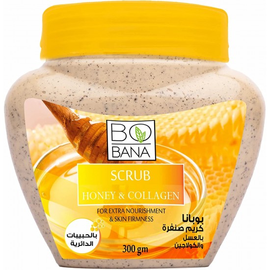 Bobana Face and Body Scrub with Honey and Collagen Extract, 300 gm