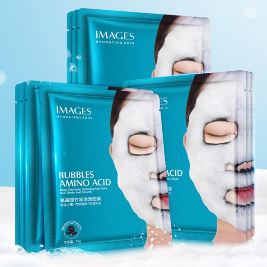 Amino Acid Bamboo Charcoal Bubble Facial Mask Moisturizing Bubble Mask Shrink Pores Cleansing Black Mask Hydration 4 Pcs