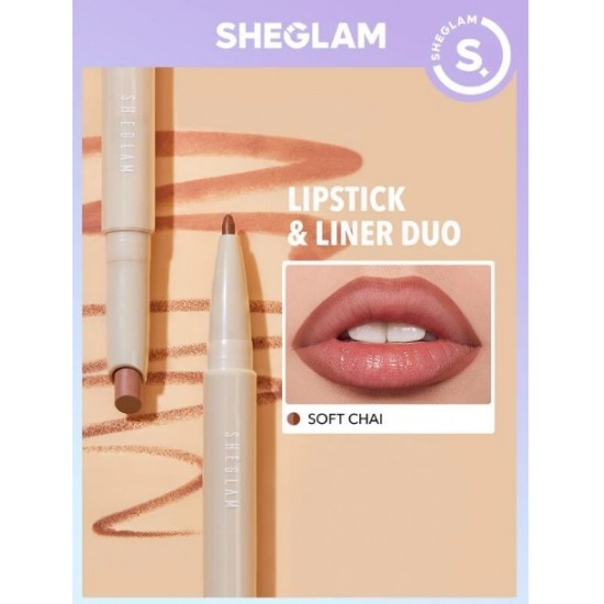 SHEGLAM Glam 101 Lipstick and Liner Duo Soft Chai