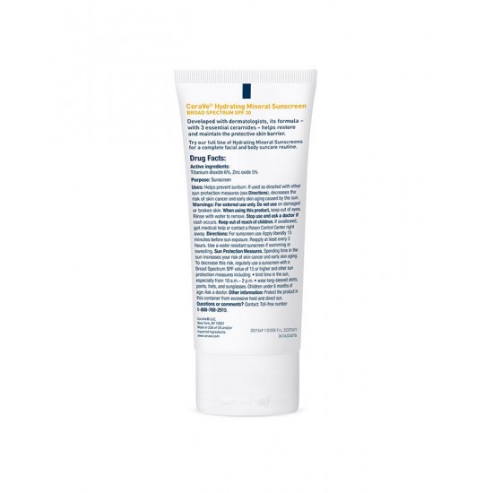 CeraVe Hydrating Mineral Sunscreen SPF 30 Face Lotion 