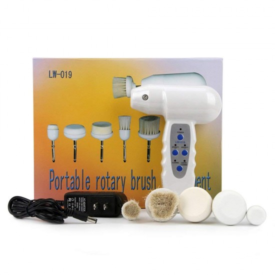 Rotary Brush Iron Electronic Skin Care Device With 5 Different Pieces