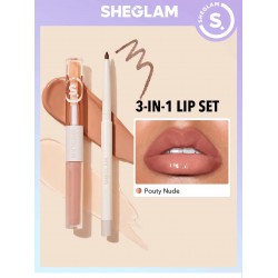 Sheglam Pouty Nude 3 in 1 lip gloss with lip liner for a charming look