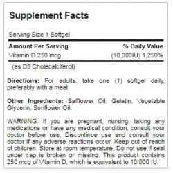 Vitamin D3 10,000 IU 100 Softgels