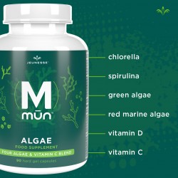 مكمل غذائي m-mun خلاصة أربعة أنواع من الطحالب وفيتامين سي ودي