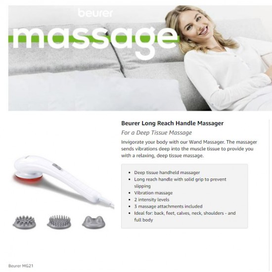 Beurer Heat Tapping Multi Usage Massager - MG 55, White & Gray